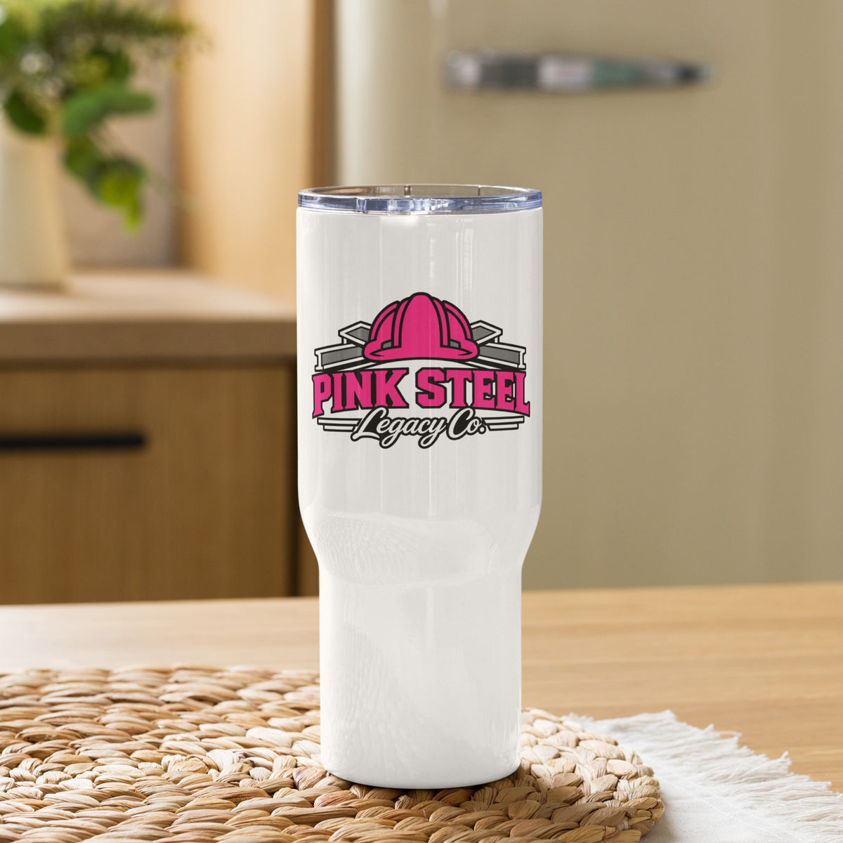 Pink Steel Legacy Co. Blue-Collar Travel Tumbler with Handle